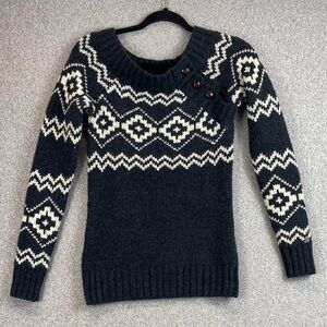 Lole long sweater fair isle knit XS lambswool blend thick warm cabincore ski